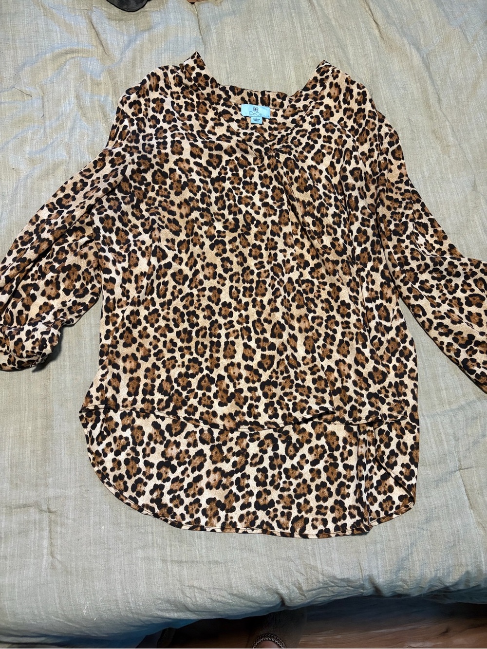 CeCe Leopard Print Blouse - Brown and Black